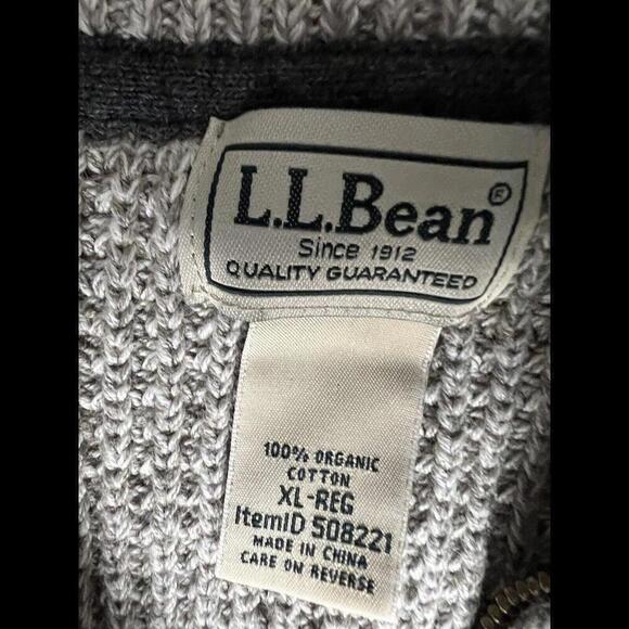 L.L. Bean Mens‎ Cotton Full Zip Cardigan Sweater Ribbed Tan Gold Size XL - Picture 3 of 6